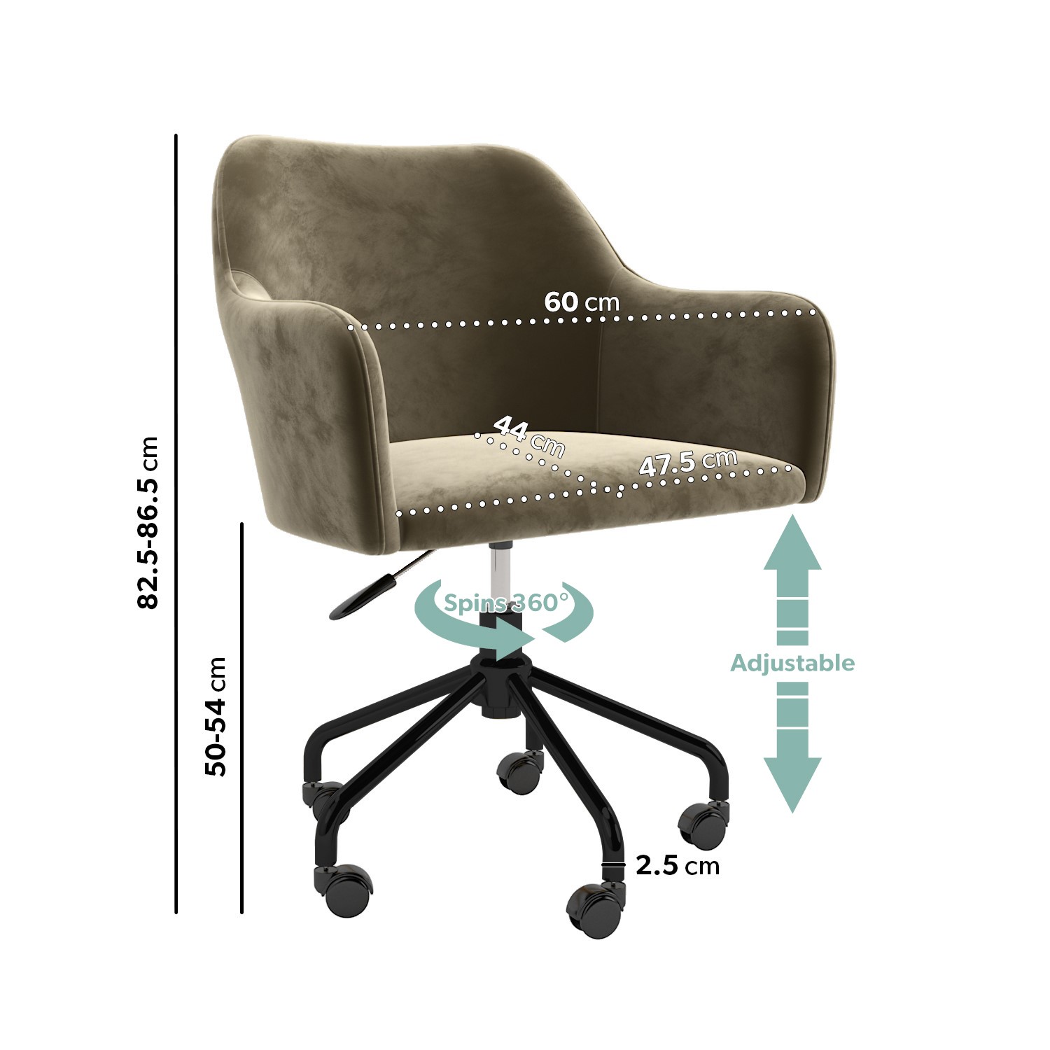 Read more about Mink velvet office chair with arms marley
